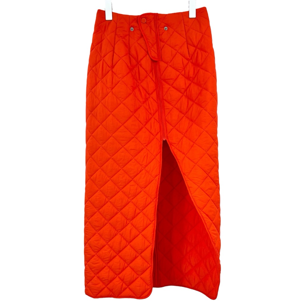 Eckhaus Latta Sleeping Skirt - Orange Quilted Puffy Nylon Midi Skirt Sz M